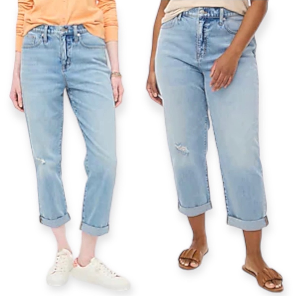 J. CREW Relaxed Boyfriend Jean All-day Stretch Scuba Dive Light Wash Distressed